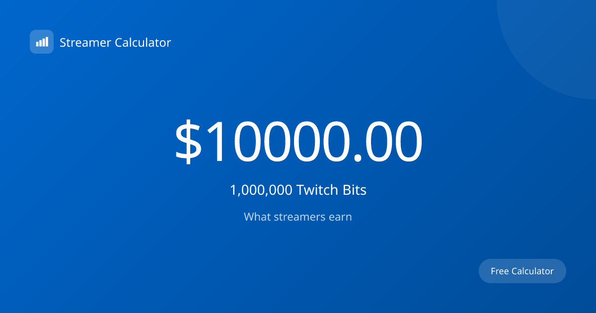 How Much is 1,000,000 Twitch Bits? (Equals $10000.00 USD)